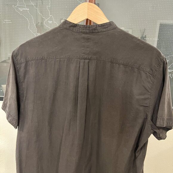 Industry of All Nations - Band Collar Madras Shirt SS Lightweight - Black - Picture 6 of 6